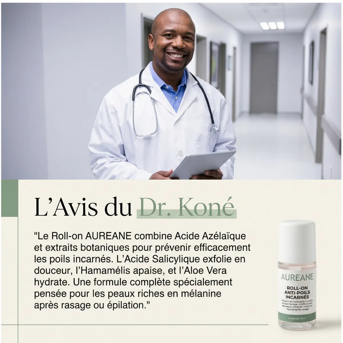 Pack Rasage Sans Taches AUREANE — éponge, savon, rasoir, roll-on, crème