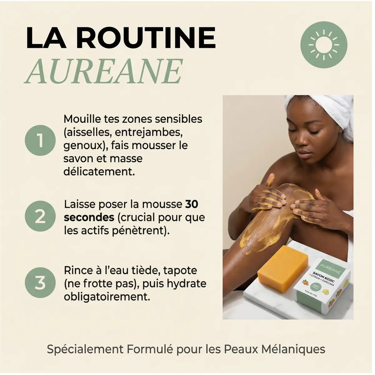 Application du savon sur la peau