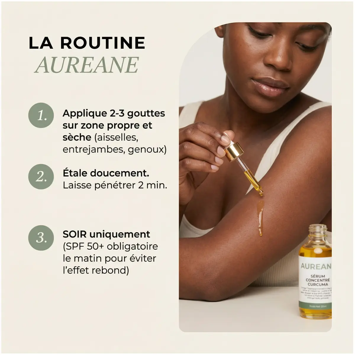 Application du serum sur la peau